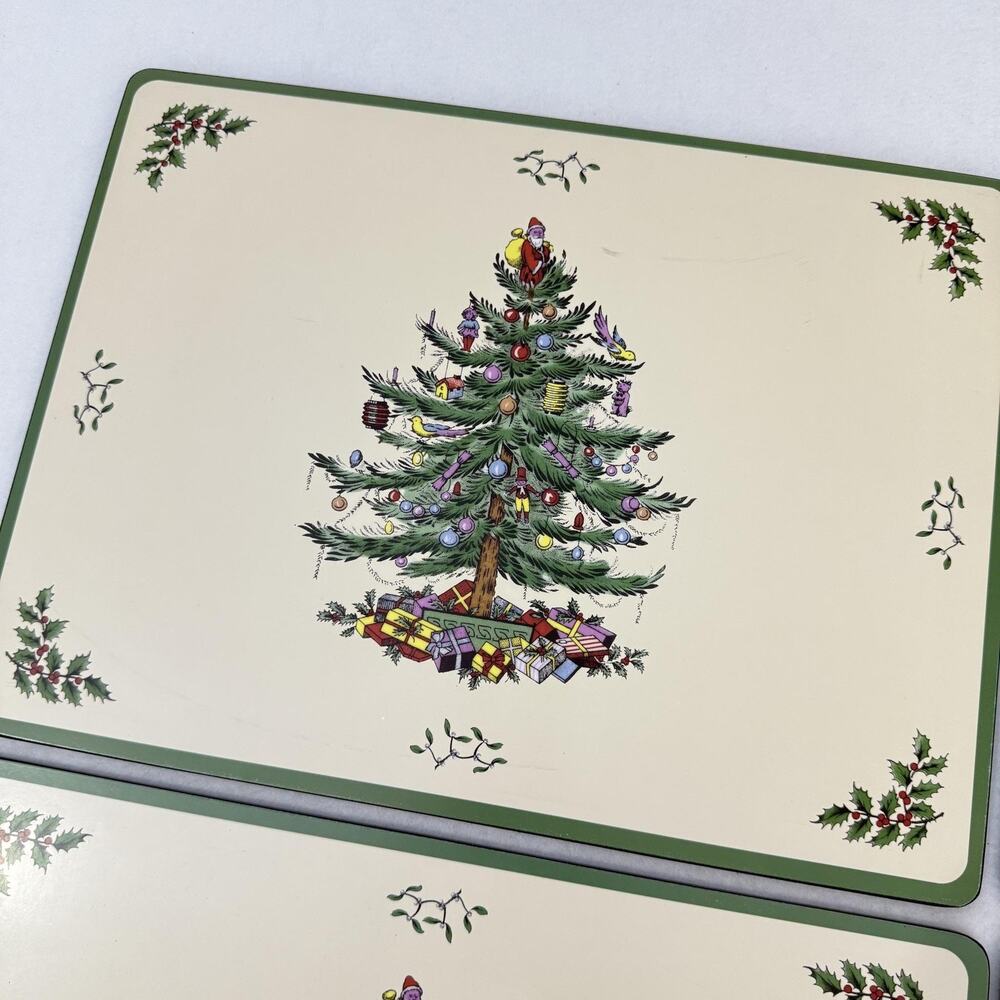 Pimpernel Christmas Tree Placemats Set Of 4 Cork Back Holiday Table Vintage